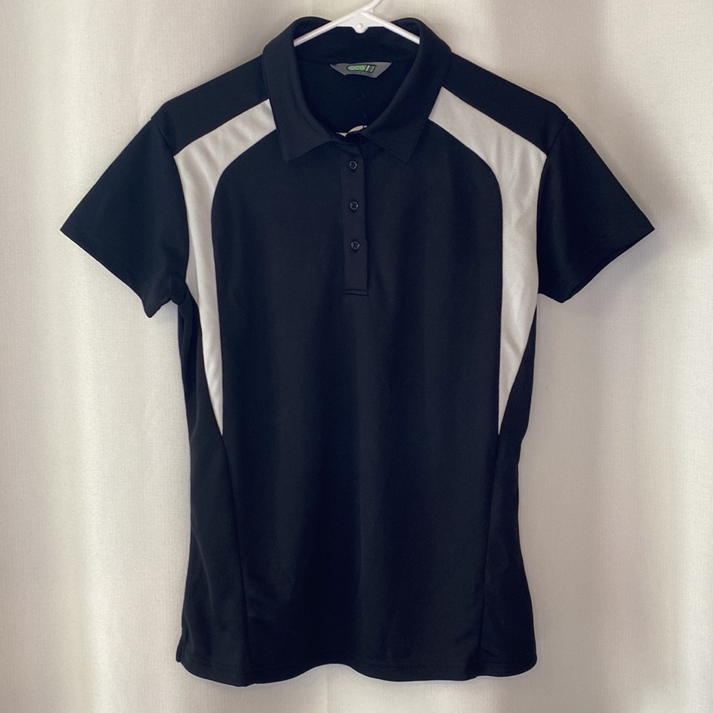 Golf Polo Ladies Back and White 4 Button Up